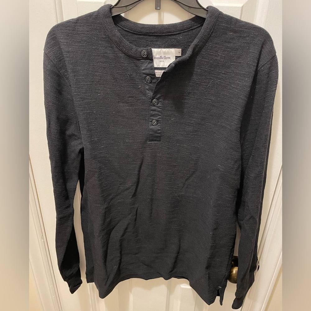 Goodfellow & Co Men's Black Long Sleeve Henley